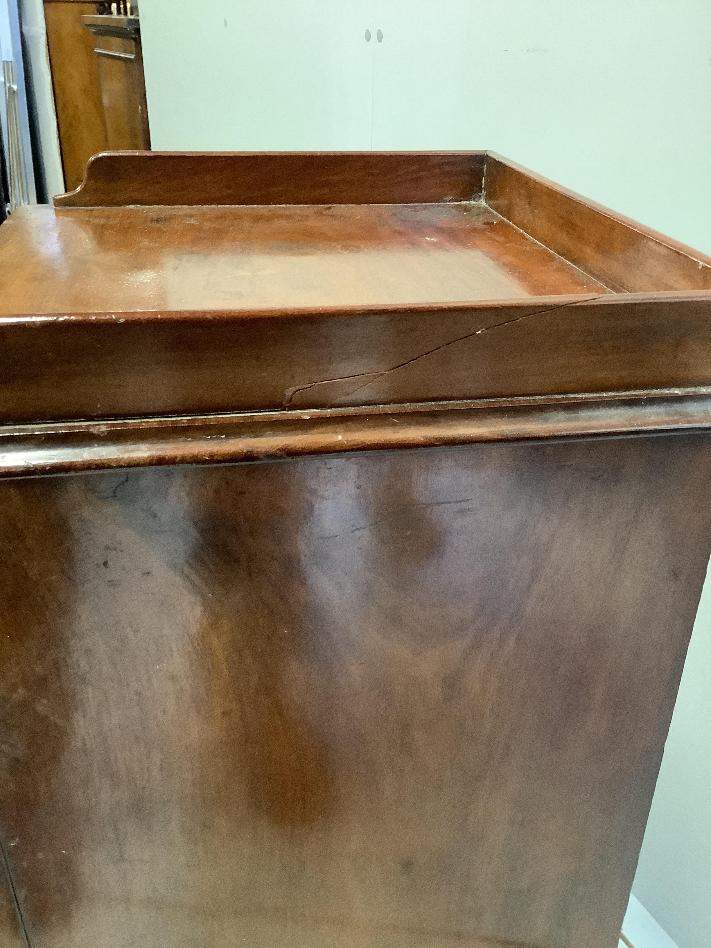 A Victorian mahogany bedside cupboard, width 42cm, depth 36cm, height 83cm